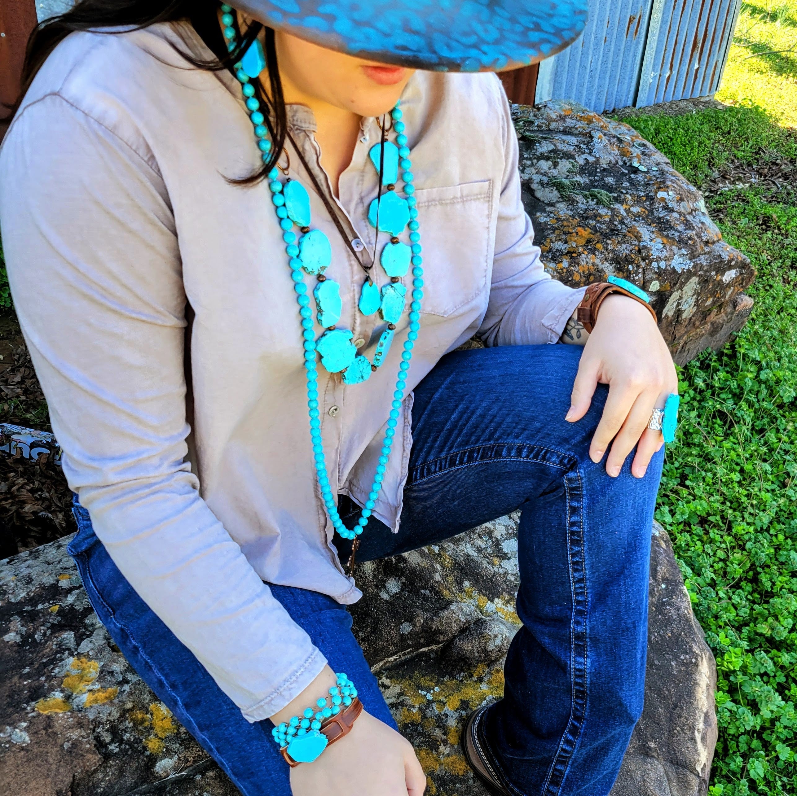 Turquoise Triple Strand Bracelet 804j-1