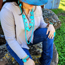 Load image into Gallery viewer, Long Turquoise Beaded Necklace w/ Copper Pendant 258k-4