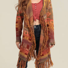 Load image into Gallery viewer, Cammie Aztec Cascade Fringe Cardigan