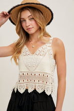 Load image into Gallery viewer, Trista Crochet Lace Tank in Natural