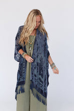 Load image into Gallery viewer, Crushin' On You Velvet Kimono - Navy Blue