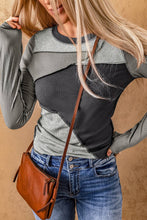 Load image into Gallery viewer, Casual Expose Seam Color Block Ribbed Knit Top