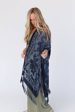 Load image into Gallery viewer, Crushin' On You Velvet Kimono - Navy Blue