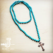 Load image into Gallery viewer, Long Turquoise Beaded Necklace w/ Copper Pendant 258k-2