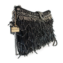 Load image into Gallery viewer, Shimmy, Black Fringe Beaded Crossbody Handbag