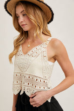 Load image into Gallery viewer, Trista Crochet Lace Tank in Natural