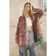 Load image into Gallery viewer, Izzie Washed Plaid Embroidered Shacket