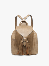 Load image into Gallery viewer, Jewel Distressed Bucket Backpack w/Fringe