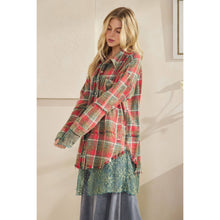 Load image into Gallery viewer, Izzie Washed Plaid Embroidered Shacket