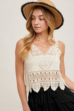 Load image into Gallery viewer, Trista Crochet Lace Tank in Natural