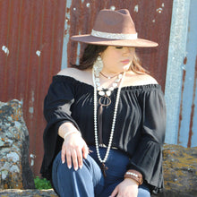 Load image into Gallery viewer, White Turquoise Chunky Necklace w/ Long Leather Tassel 225k