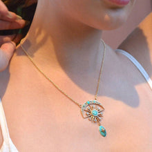 Load image into Gallery viewer, Celestial Blue Turquoise Golden Drop Necklace