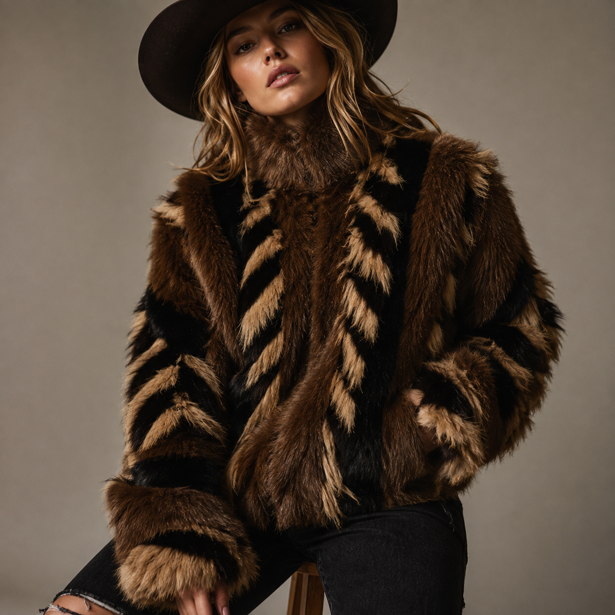 Azalea Wang Inez Faux Fur Jacket in Chocolate – Madame Peacock's