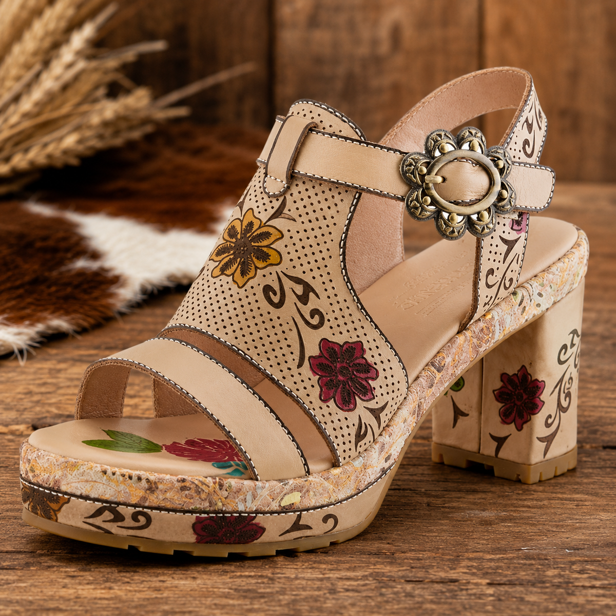 L'Artiste “Jawdrop” Hand-Painted Platform Heel Sandal – Madame