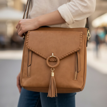 Load image into Gallery viewer, Layla Faux Suede Whipstitch Crossbody w/ Tassel