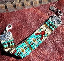 Load image into Gallery viewer, Sterling Silver & Gemstone Beaded Cuff