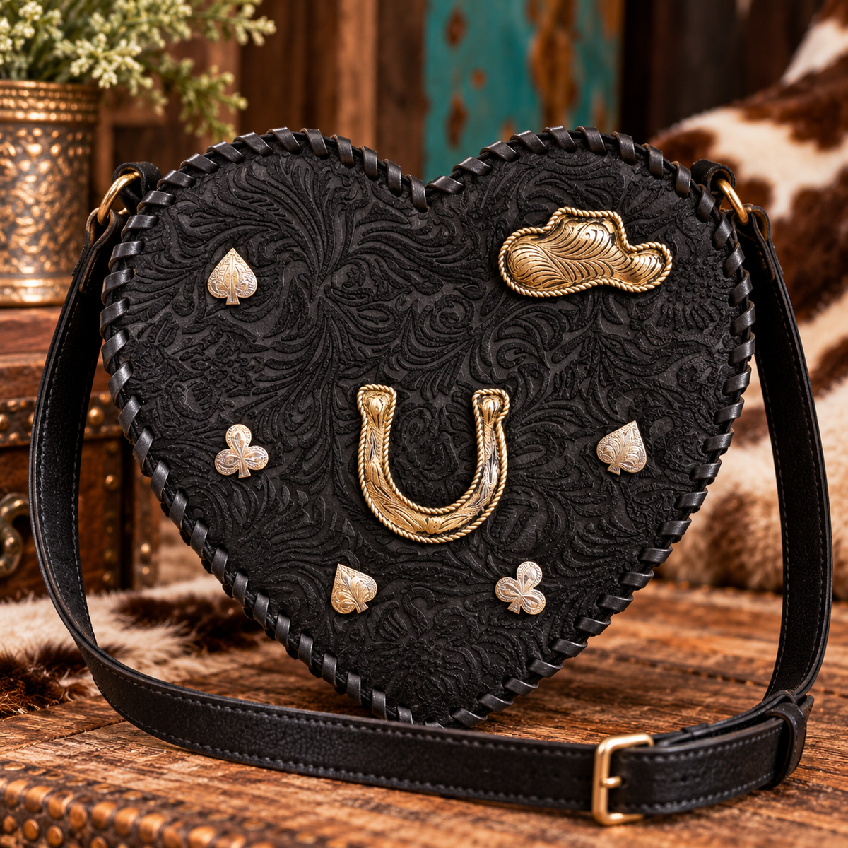 Rodeo Queen Heart-Shaped Leather Crossbody Bag – Madame Peacock's