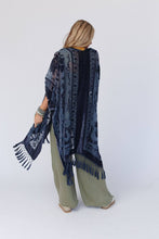 Load image into Gallery viewer, Crushin' On You Velvet Kimono - Navy Blue