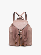 Load image into Gallery viewer, Jewel Distressed Bucket Backpack w/Fringe