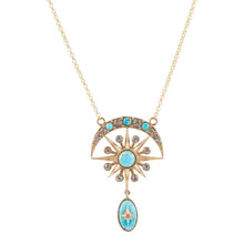 Load image into Gallery viewer, Celestial Blue Turquoise Golden Drop Necklace