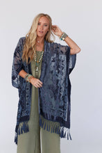Load image into Gallery viewer, Crushin' On You Velvet Kimono - Navy Blue