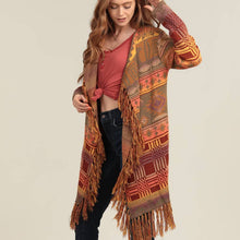 Load image into Gallery viewer, Cammie Aztec Cascade Fringe Cardigan