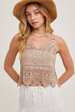 Load image into Gallery viewer, Trista Crochet Lace Tank in Natural