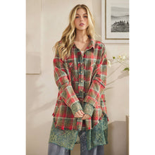 Load image into Gallery viewer, Izzie Washed Plaid Embroidered Shacket