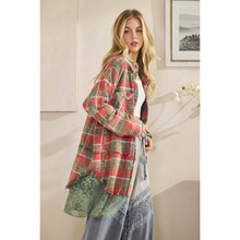 Load image into Gallery viewer, Izzie Washed Plaid Embroidered Shacket