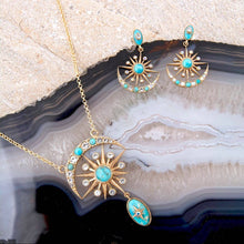 Load image into Gallery viewer, Celestial Blue Turquoise Golden Drop Necklace
