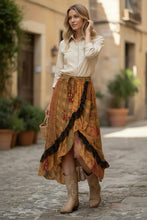 Load image into Gallery viewer, Boho Ruffle wrapped Fit & Flare Midi Skirt