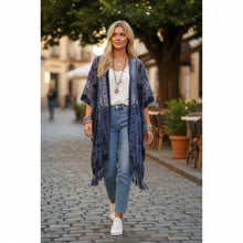Load image into Gallery viewer, Crushin' On You Velvet Kimono - Navy Blue