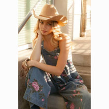 Load image into Gallery viewer, Ashton Floral Print Denim Sleeveless Jumpsuit
