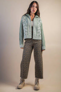 Halsey Graphic Knit Sweater Zip Up Cardigan
