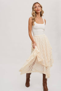 Aria Lace Tiered Midi Skirt