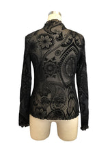 Load image into Gallery viewer, Paisley Velvet Print Mesh Top
