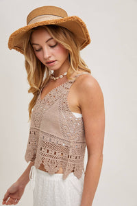 Trista Crochet Lace Tank in Natural
