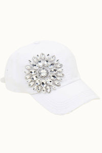 Sunflower Bejeweled Glitz Distressed Cap, Adjustable