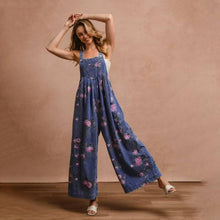 Load image into Gallery viewer, Ashton Floral Print Denim Sleeveless Jumpsuit
