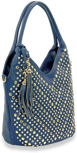 Studded Chevron Pattern Fashion Handbag