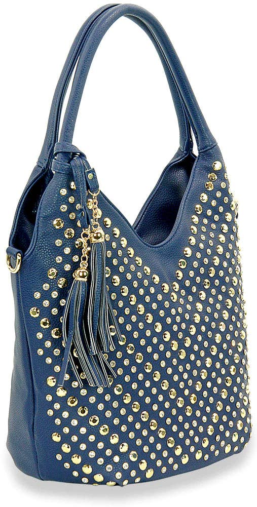Studded Chevron Pattern Fashion Handbag