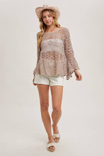 Load image into Gallery viewer, Donna Crochet Sheer Bell-Sleeve Pullover
