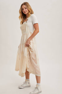Millie Lace Embroidered Tulle Bib Maxi Dress