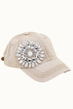 Load image into Gallery viewer, Sunflower Bejeweled Glitz Distressed Cap, Adjustable
