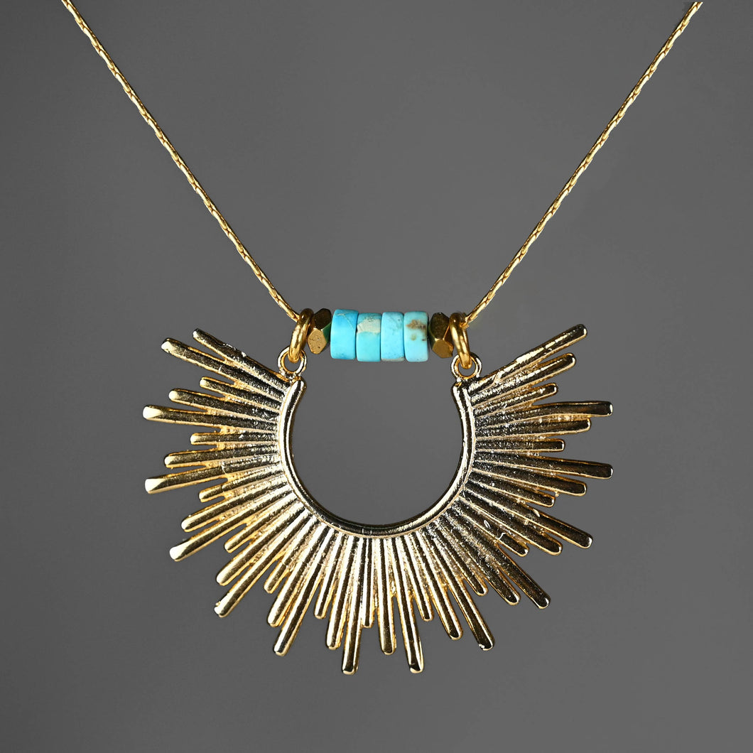 Golden Sun w/Semi-Precious Heishi Beads Necklace