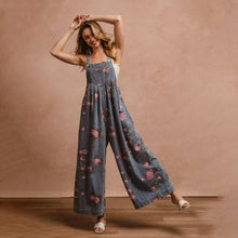 Load image into Gallery viewer, Ashton Floral Print Denim Sleeveless Jumpsuit
