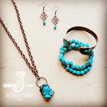 Load image into Gallery viewer, Long Copper Necklace with Turquoise and Copper Pendant 255f-1
