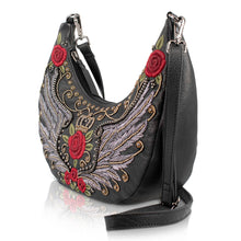 Load image into Gallery viewer, Wings &amp; Roses Black Beaded and Embroidered Handbag
