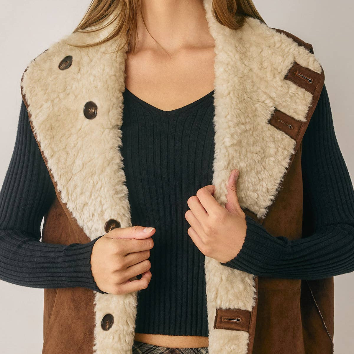 Reversible Ranch Faux Suede Shearling Vest – Madame Peacock's