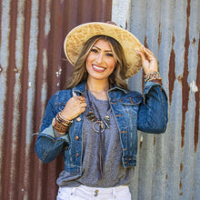 Load image into Gallery viewer, Picasso Jasper Necklace w/ Copper Hoop &amp; Genuine Leather Tassel
